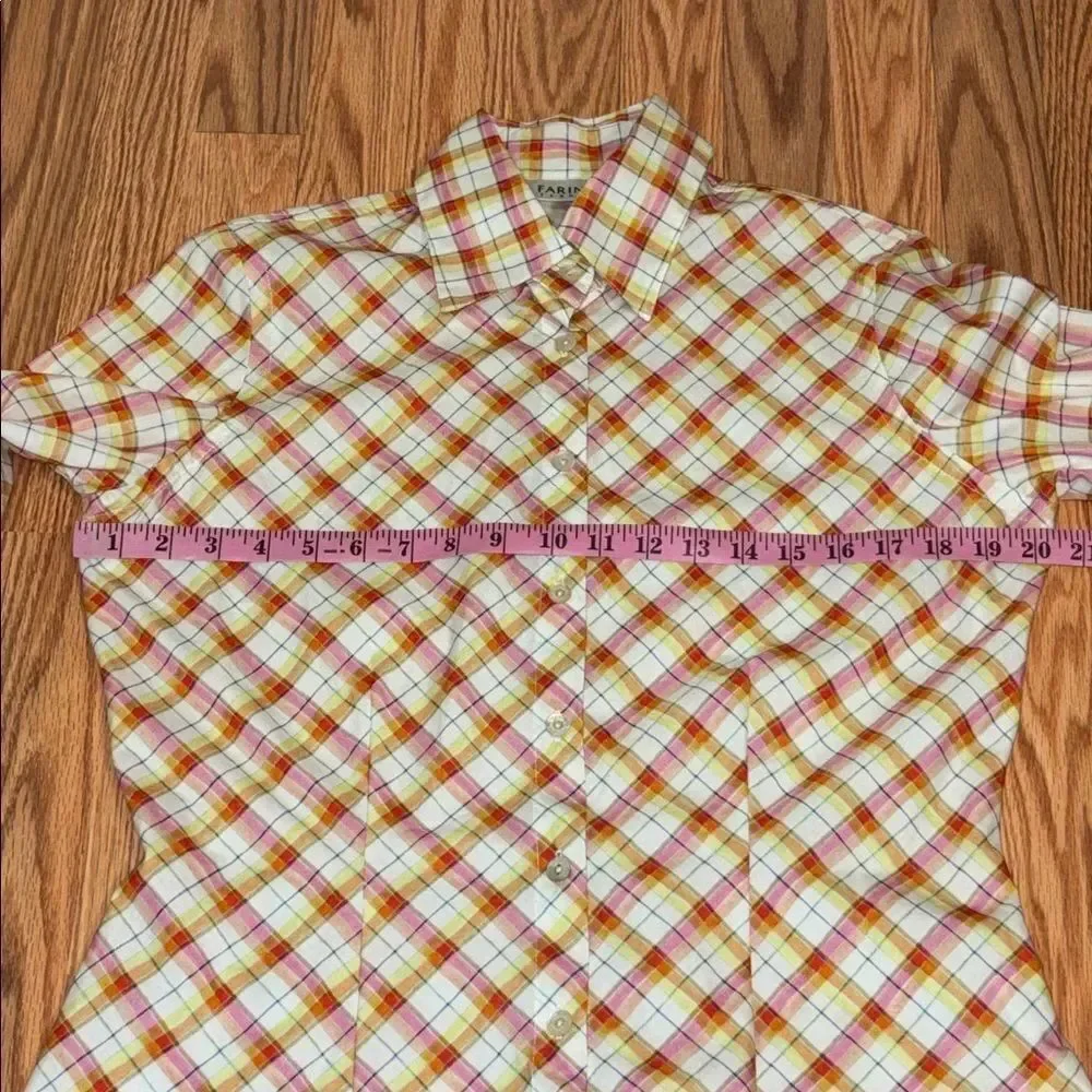 Farinaz Taghavi Orange & Yellow Plaid Button-Up Shirt, 10